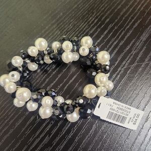White House Black Market Black and White Beaded Bracelet